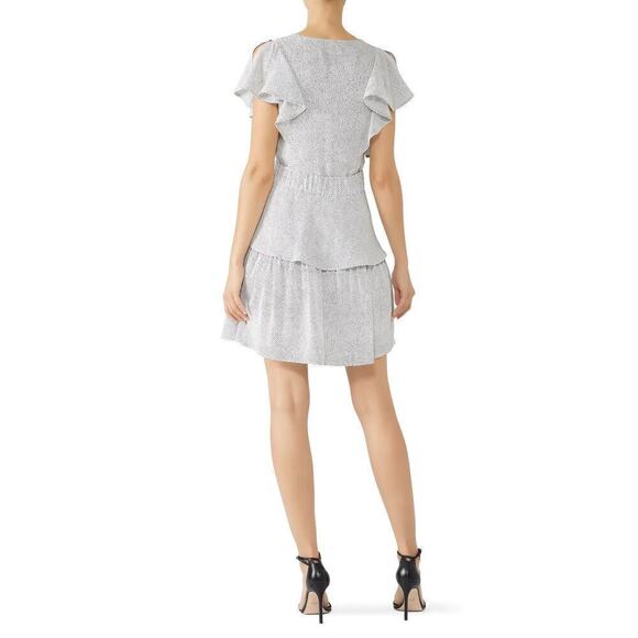 A.L.C. Viera Dress Silk Flutter Sleeve Twist Front Tiered Mini White  2 - Picture 4 of 10